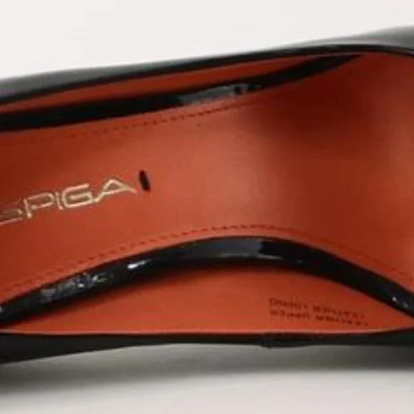 Via Spiga Black Frankie Patent Peep Toe Pumps 6M - Picture 3 of 12